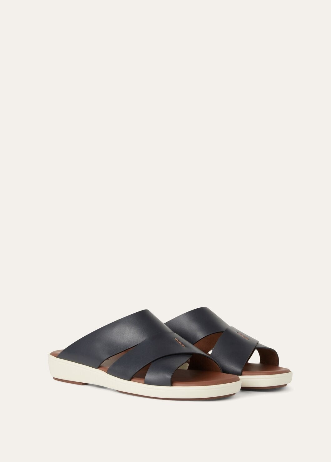 Palm bull leather sandal - Navy Blue W000