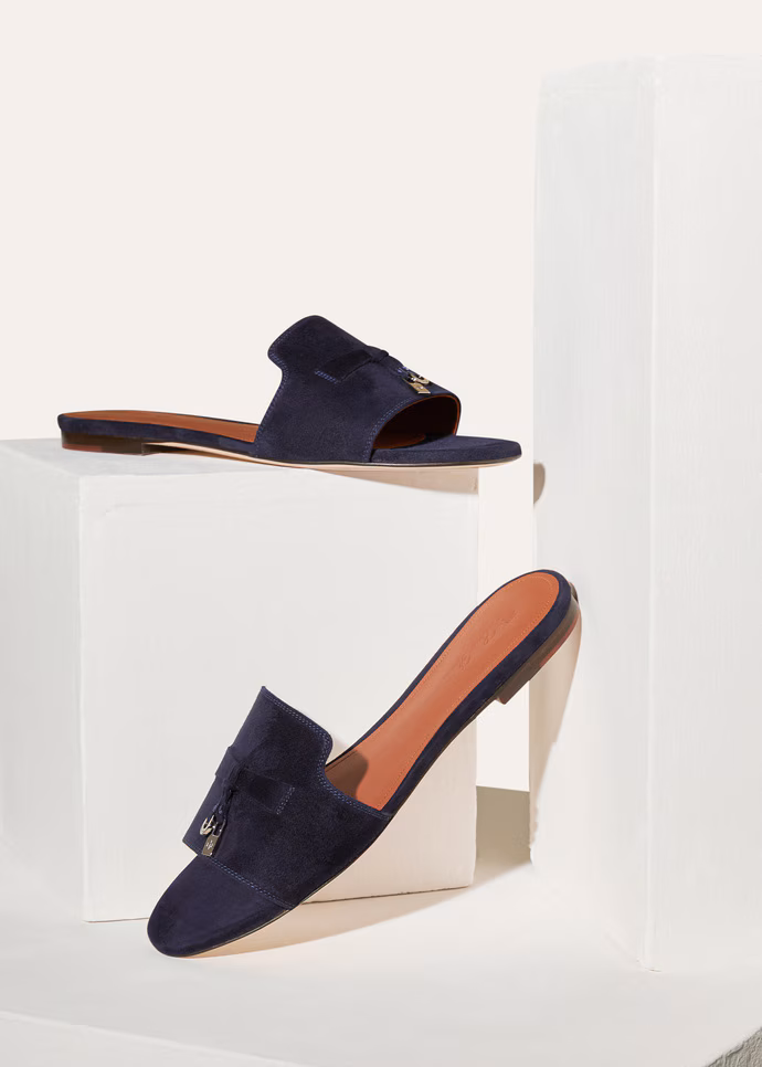 Summer Charms Sandal Suede Goatskin - Navy Blue
