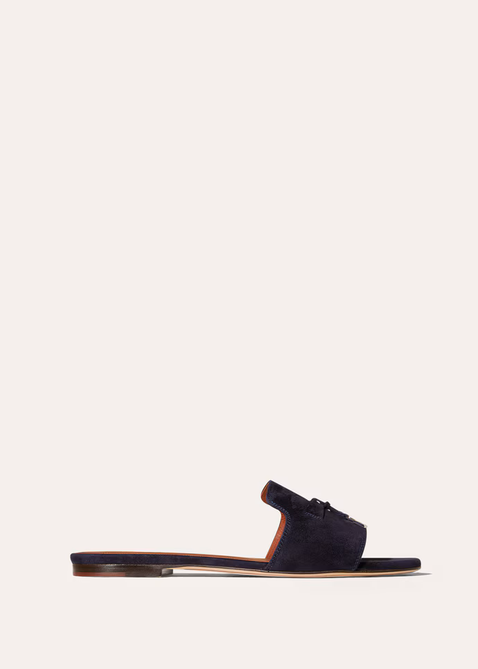 Summer Charms Sandal Suede Goatskin - Navy Blue